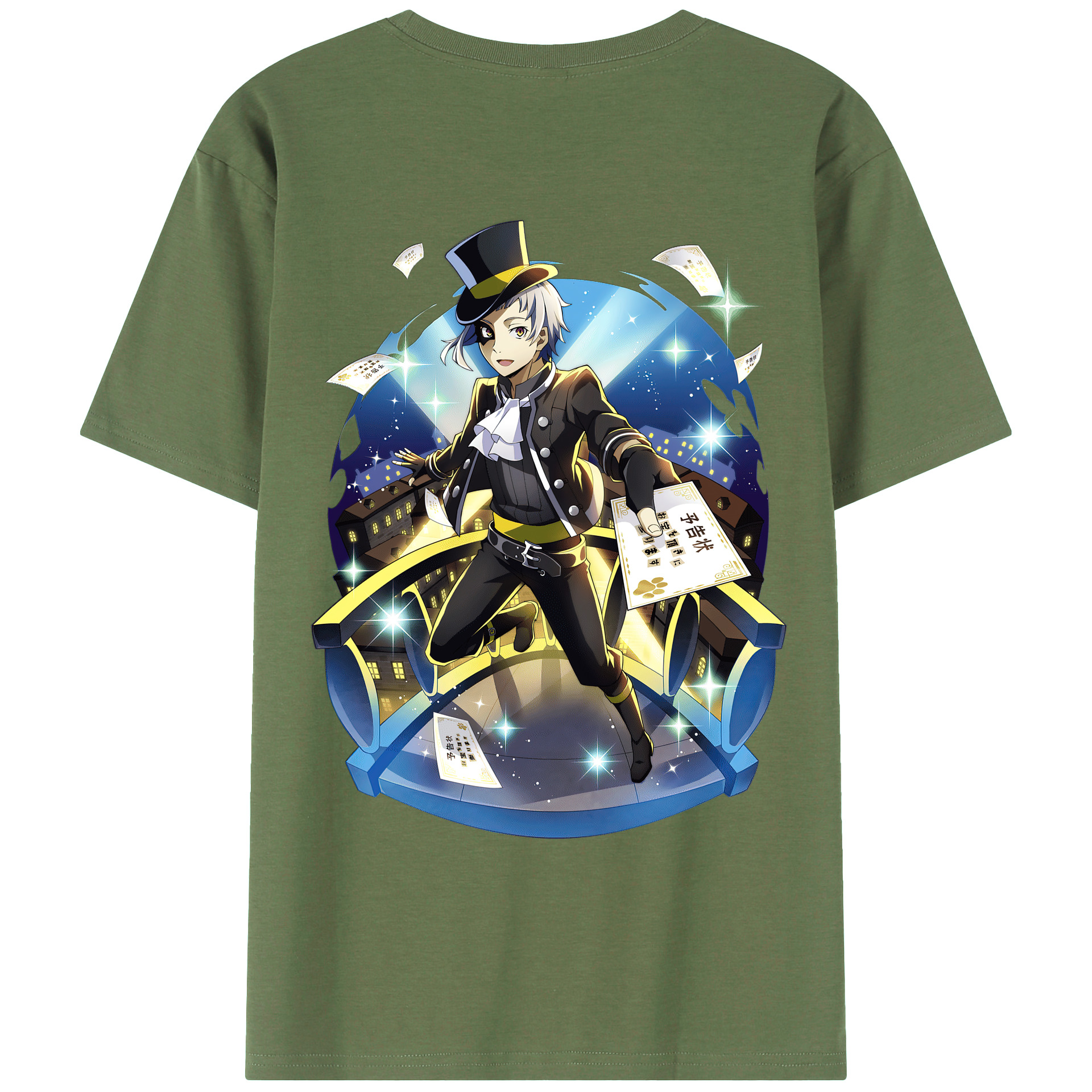 （画像用） 文豪ストレイドッグス Bungo Stray Dogs 綿100％ メンズ半袖Tシャツ（バックプリント） 通気性